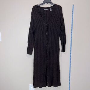 Super Cute Black Sweater Duster Coat By Liz Claiborne. Size Large.